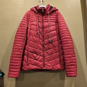 Tommy Hilfiger Women's Cherry Red Puffer Jacket